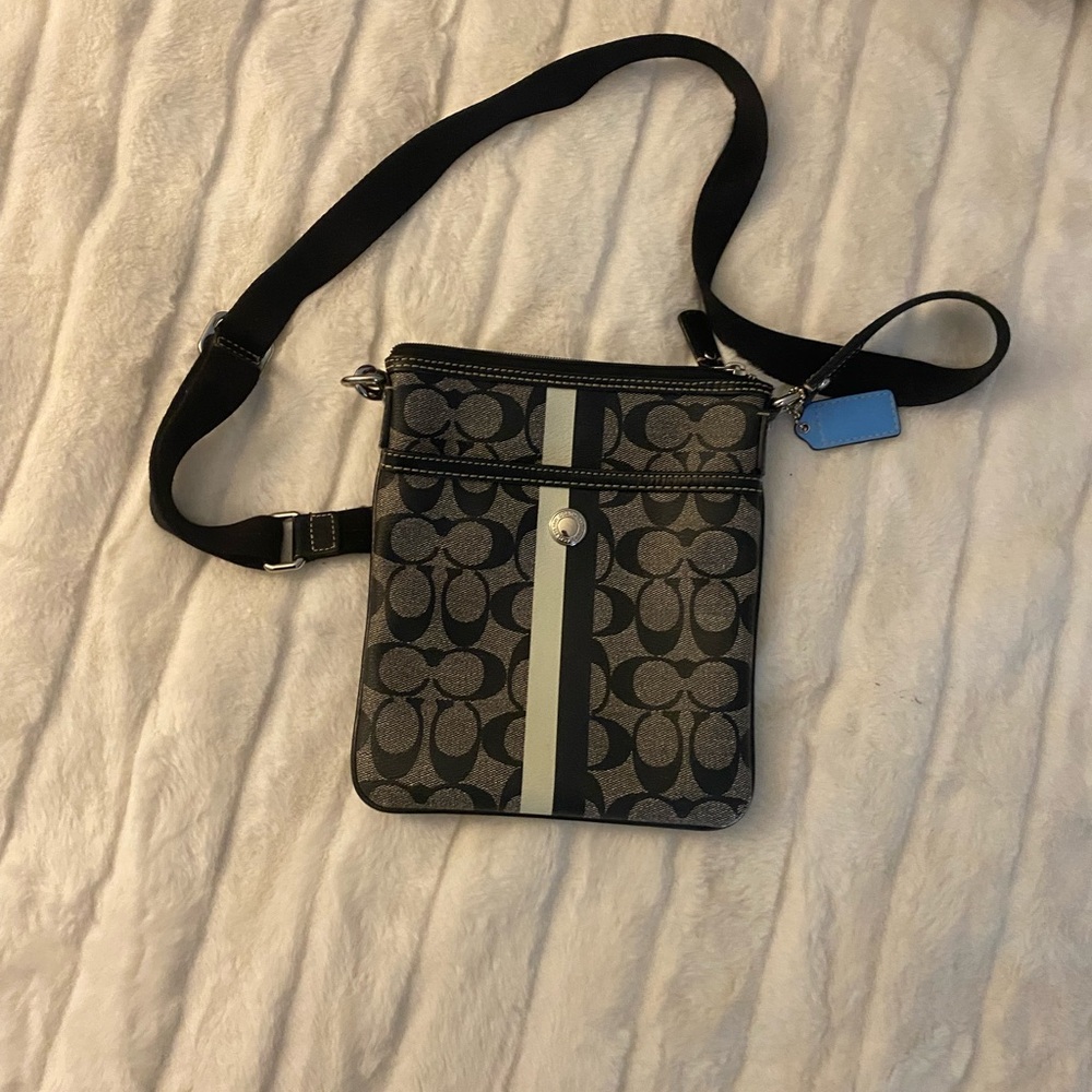 Coach Signature Black and Gray Messenger Bag